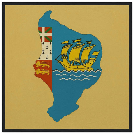 Cadre drapeau saint-pierre-et-miquelon bois décoratif
