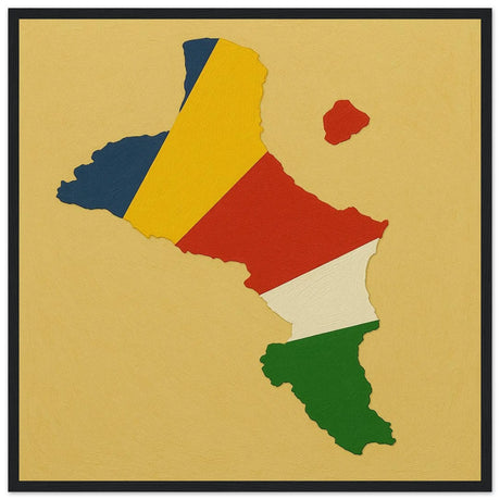Cadre drapeau seychelles en bois affiche encadrée déco