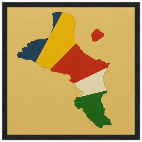 Cadre drapeau seychelles en bois affiche encadrée déco