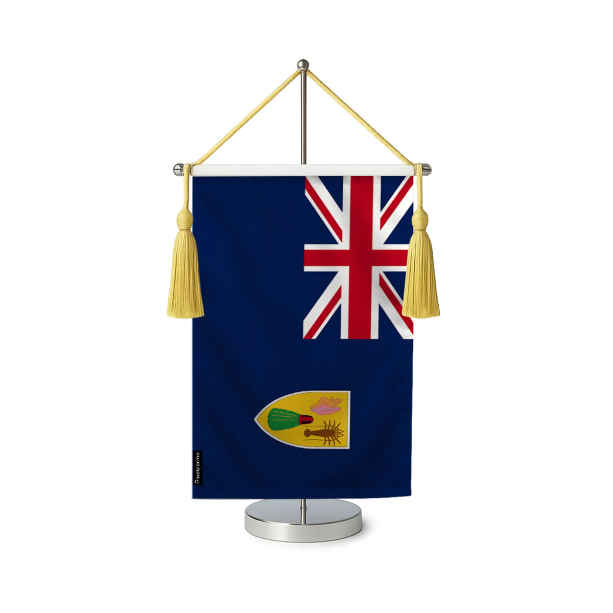 Fanion table drapeau îles turques-et-caïques en polyester